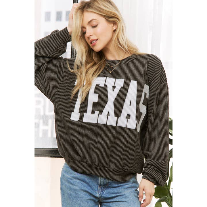 Sweet Generis - Wholesale Grafisch sweatshirt - Dames - SWEATSHIRT MET RIBKOORDPRINT UIT TEXAS1