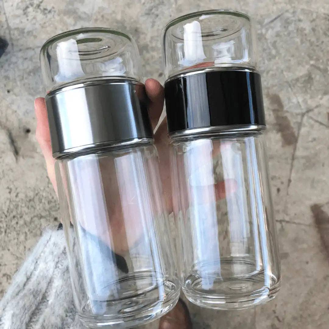 Us and The Earth - Wholesale Tea Strainer/Infuser - Double Wall Glass Tea Infuser Drink Bottle4