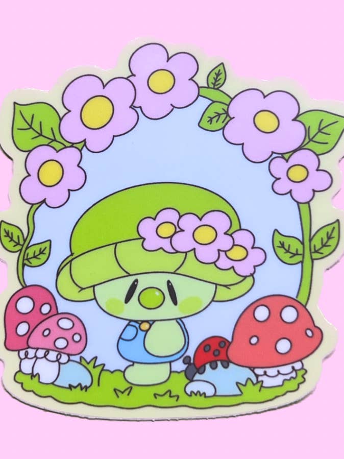 Meadow Mushroom Sticker for wholesale by Mar De Luna Arts Co