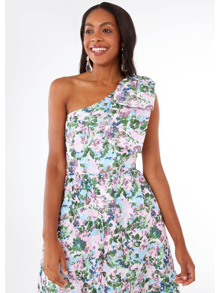Abbey Glass - Wholesale Gown - Women's - Caroline Gown Pink Abstract Floral Jacquard