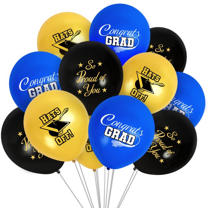 Blue Graduation Party Supplies Balloons - 12pk for wholesale by Treasures Gifted
