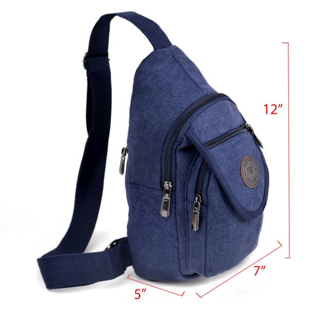 Selini New York - Wholesale Crossbody Bag - Unisex - Navy Crossbody Canvas Sling Bag with Adjustable Strap2