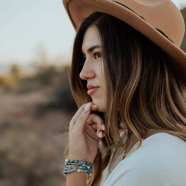 My Saint My Hero - Wholesale Beaded Bracelet - Miracles Rosary Wrap Bracelet - Silver / Blue6