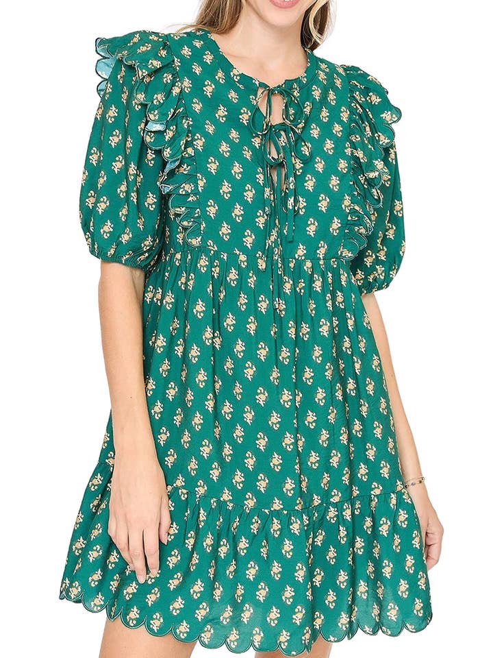 Abstract Print Mini Dress With Front Ribbon Tie Details for wholesale by Vanilla Monkey