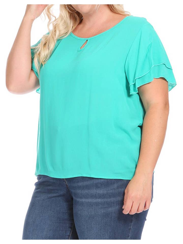 MOA COLLECTION - Wholesale Blouse - Women's - Women's Plus Size Short Sleeve Round Neck Blouse Top9
