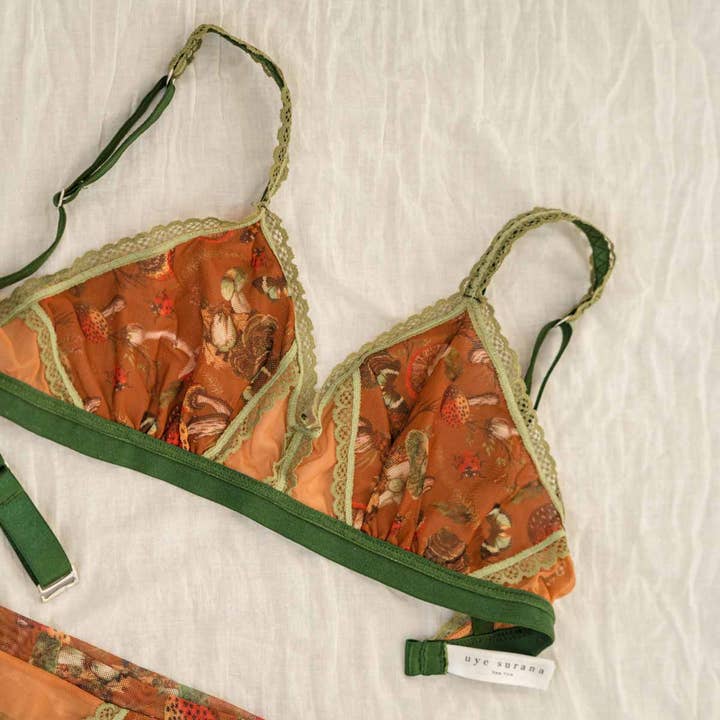 Mushroom Fairy Printed Mesh Peekaboo Bralette for wholesale on Faire2
