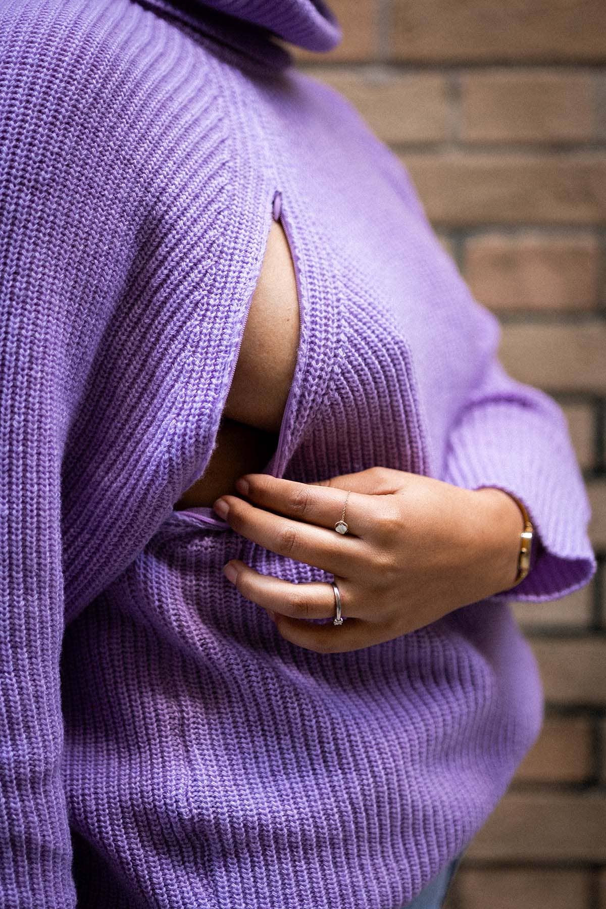 You&Milk - Wholesale Knit Sweater - Women's - Sweet Mama Nursing Sweater (Lilac, Pink)11