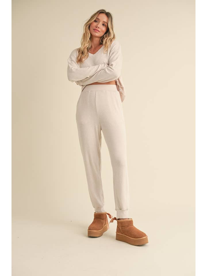 KIMBERLY C - Wholesale Knit Top - Women's - Brushed Hacci Long Sleeve V Neck Top1