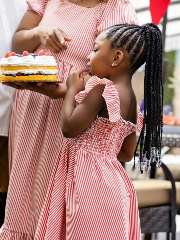 Monica + Andy - Wholesale Dress - Kids - Smocked Ruffle Sundress_Red Stripes