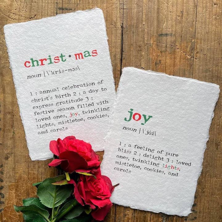 Alison Rose Vintage - Wholesale Christmas Wall Art - christmas definition print on handmade paper4