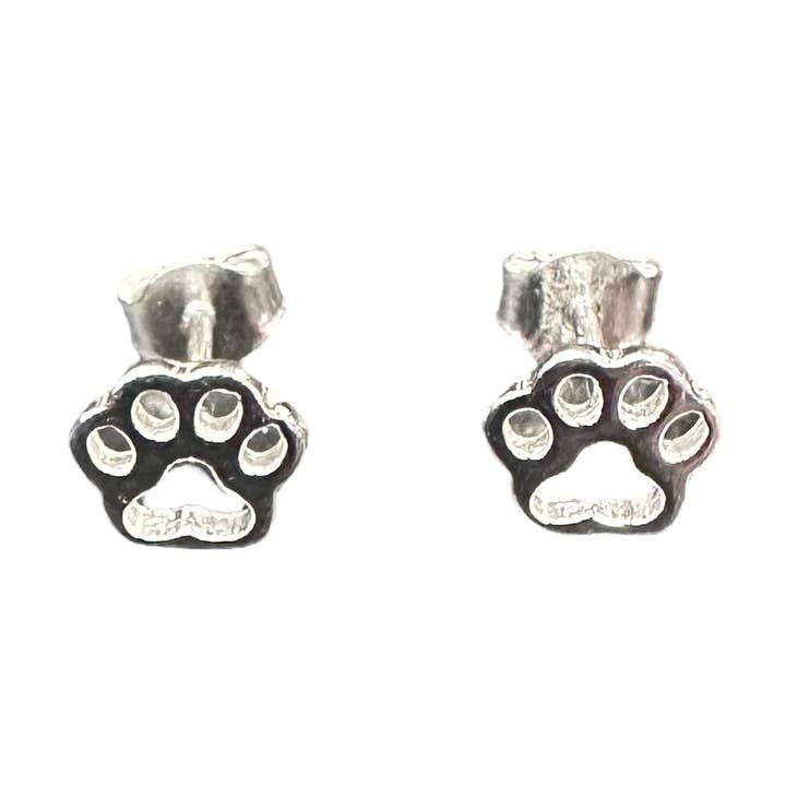 Boucles d'oreilles à tige découpée en forme de patte de chien en argent sterling pour la vente par Select Lines