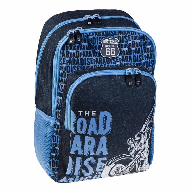 dubbele schoolrugzak ROUTE-66 van BUSQUETS voor wholesale door Busquets