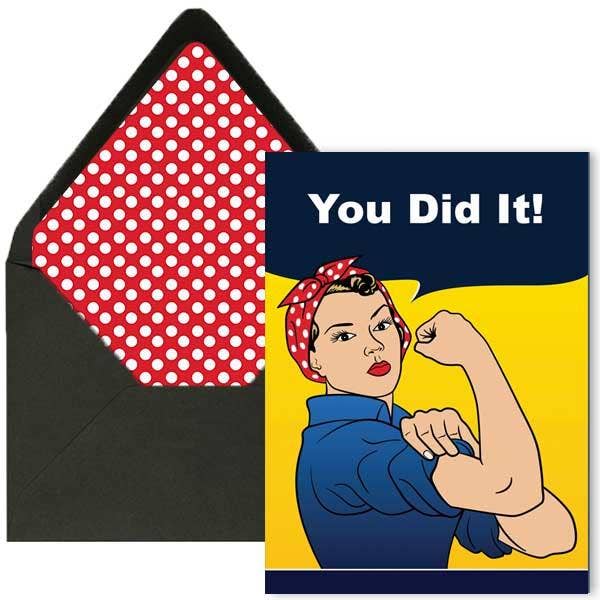 Rosie The Riveter You Did It Congratulations Graduation Card for wholesale by Mod Lounge Paper Company
