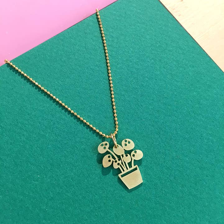 Pilea golden necklace for wholesale by All Things We Like
