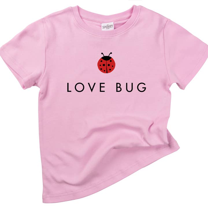 Camicia per neonato Love Bug Ladybug biologica per San Valentino per la vendita all'ingrosso da parte di Spunky Stork