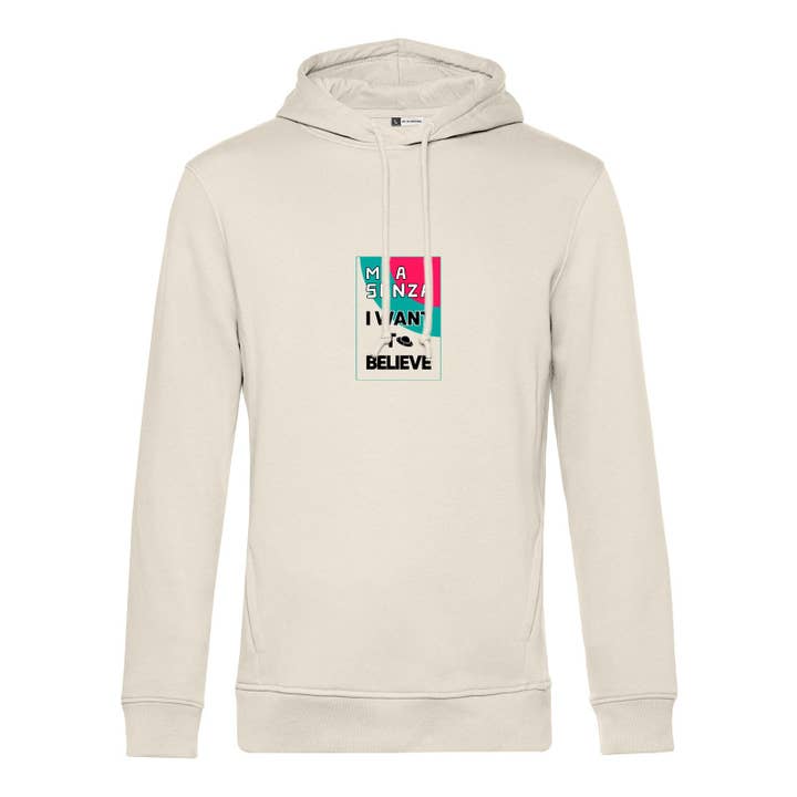 #MAISENZA - Wholesale Hoodie - Unisex - Off White hoodie I WANT TO BELIEVE - Godzilla