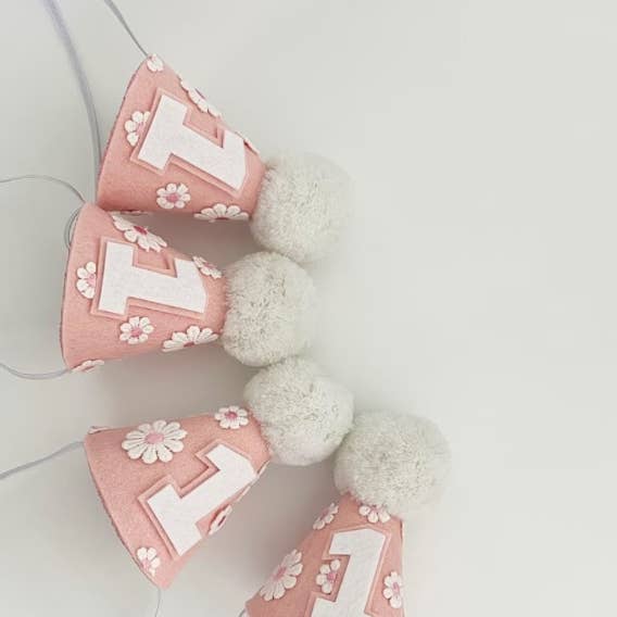 Nash and Willow - Wholesale Party hat/crown - Daisy applique felt hat1