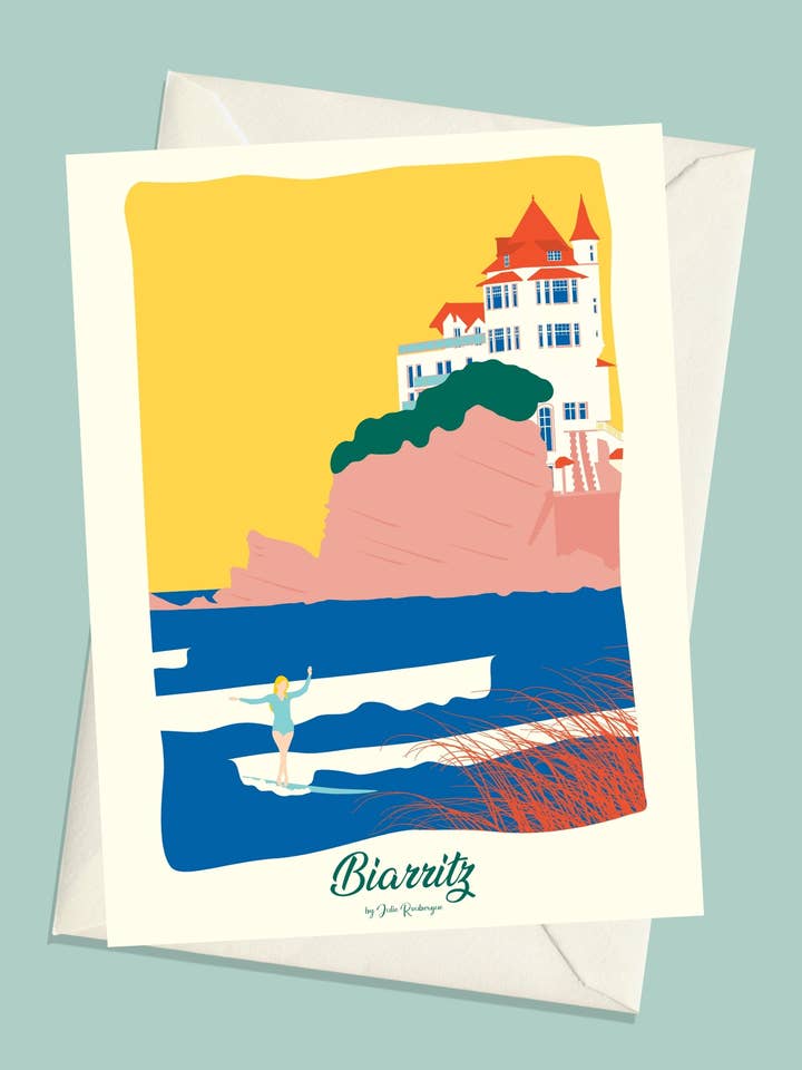 Carte Postale BIARRITZ La Surfeuse pour la vente par Julie Roubergue