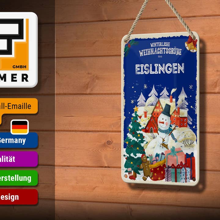 Femer - Wholesale Christmas Wall Art - Christmas greetings EISLINGEN metal sign gift decorative sign 12x18 cm2