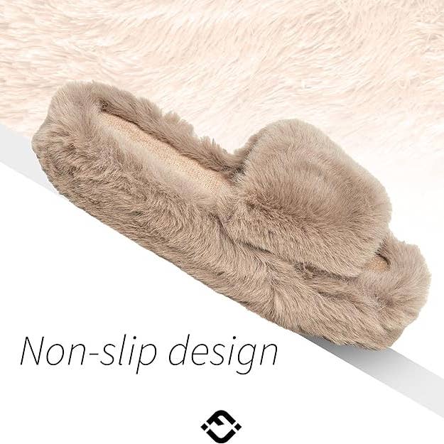 Funky Junque - Wholesale Slippers - Women's - Open Toe Fuzzy Slippers - Taupe6
