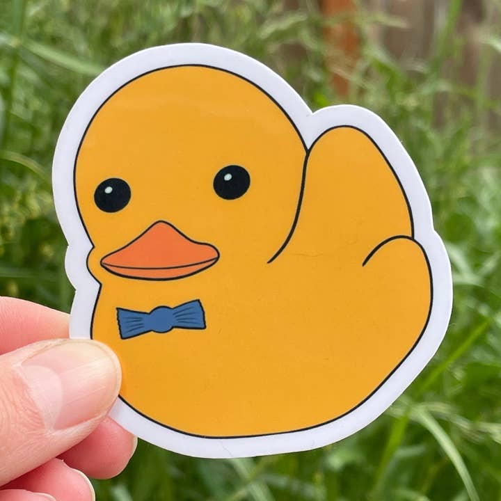 Bowtie Duck Sticker | Handmade Original Art Waterproof Vinyl Sticker for wholesale by Matchai Designs