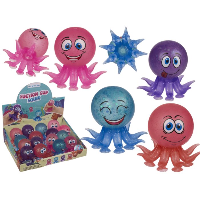 Out of the blue KG - Wholesale Toy Set - Kids - Suction Cup Squid, with gel filling,0