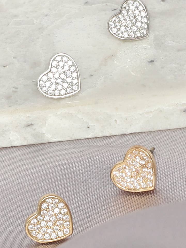 Heart Shaped CZ Stud Earring Set for wholesale by SP Sophia Collection