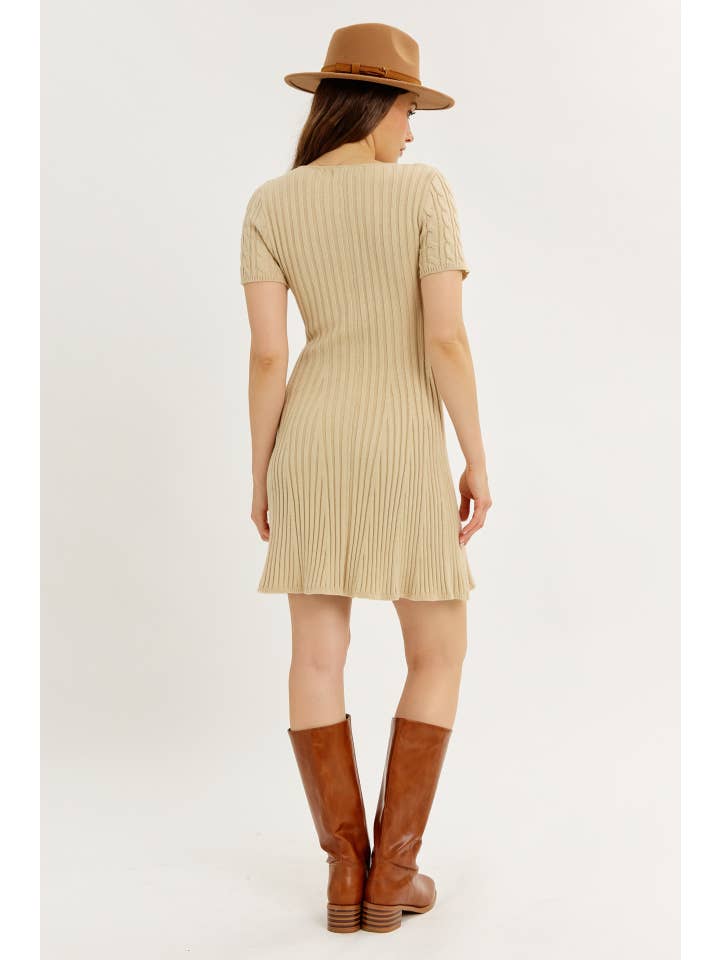 idem ditto - Wholesale Dress - Women's - BODY HUGGING FLIRTY CABLE KNIT SWEATER MINI DRESS15