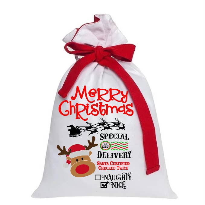 UNIQUE CREATION 4U, LLC – wholesale Christmas decoration – SANTA SACKS with Merry Christmas Design
