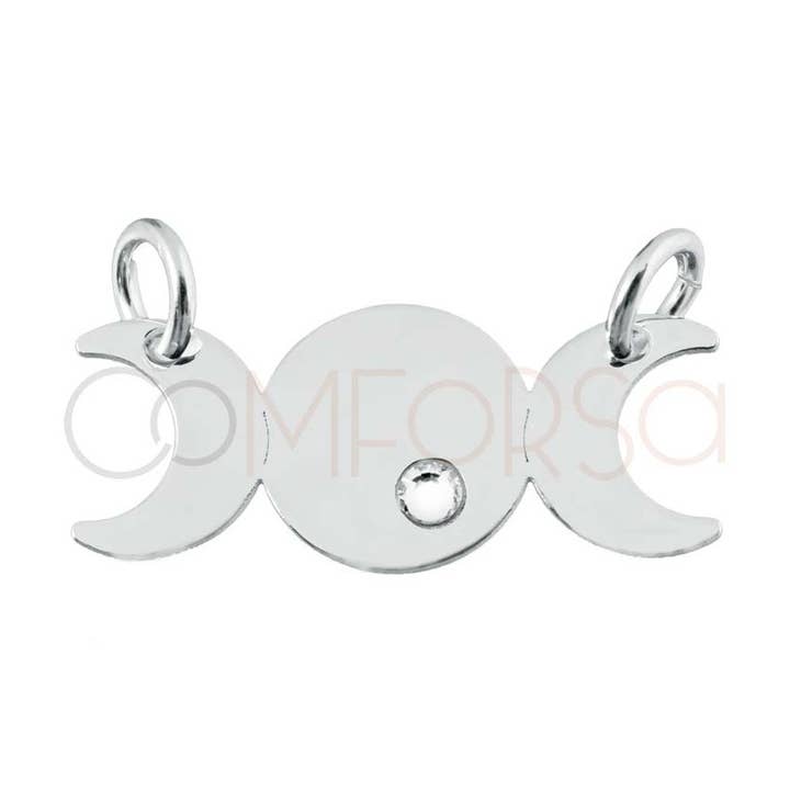 Sterling Silver 925 Moon Phase Pendant With Zirconia 21 X 9M for wholesale by COM FORSA SL