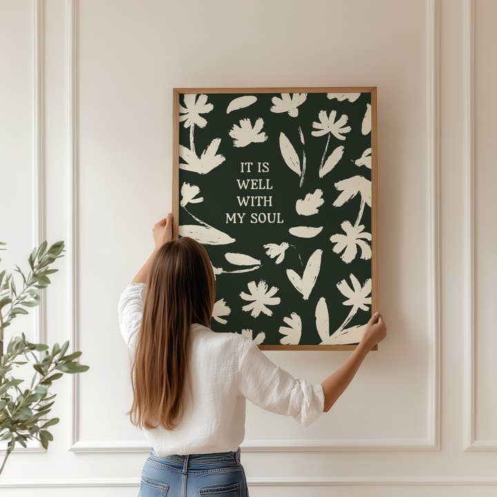 Está Tudo Bem Com a Minha Alma Impressão de Arte Cristã (Floral Verde) por atacado de Paperly Creative Co