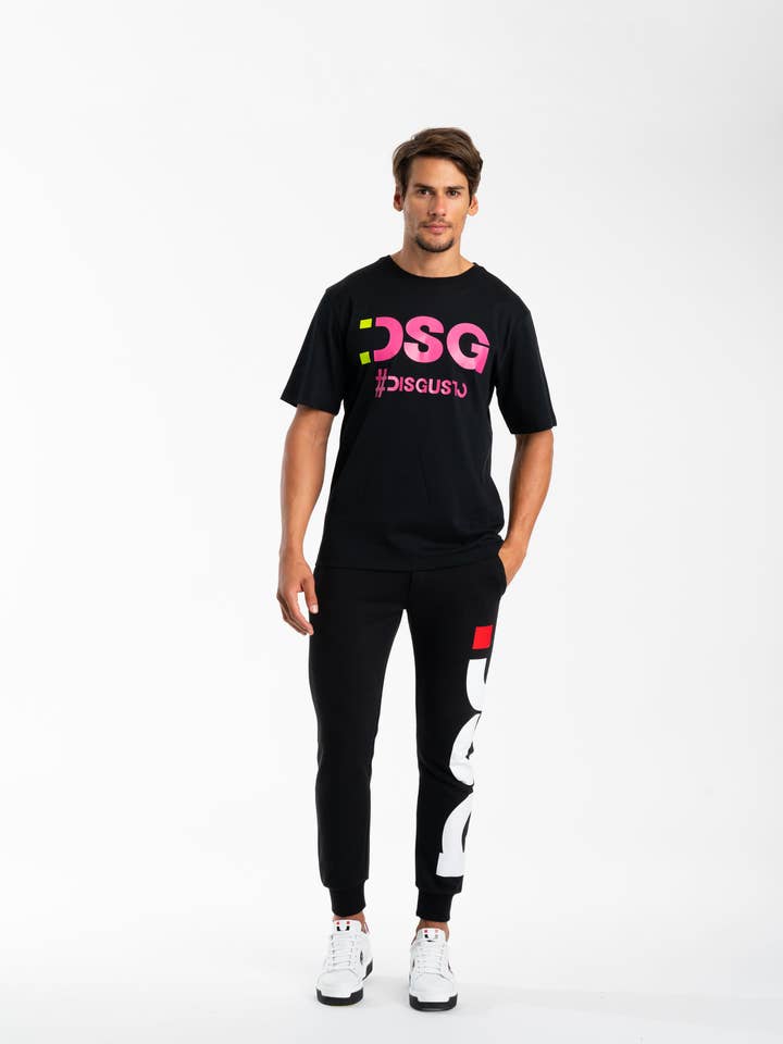 BASIC TEE SCHWARZ/FUCHSIA.GRÜN für den Großhandel von DSG