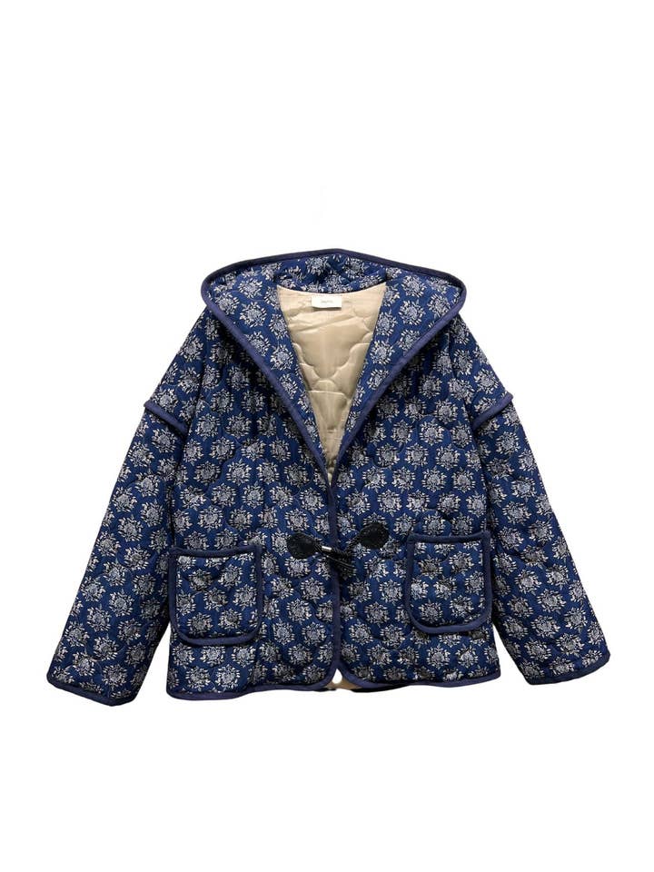 Joyna - Vendita all'ingrosso Giacca - Donna - Giacca trapuntata floreale con bordatura bianca