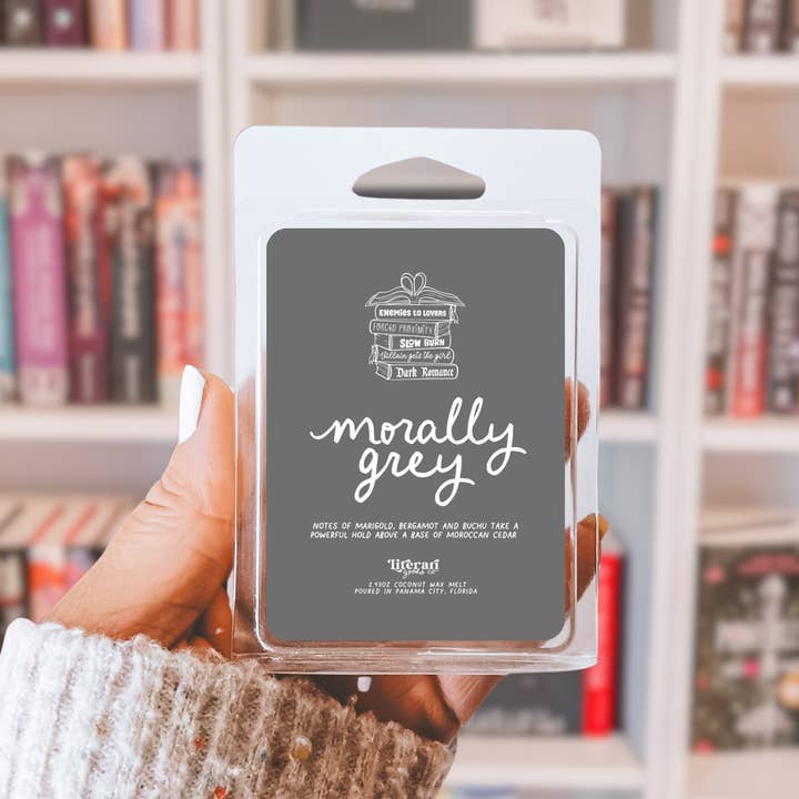 Morally Grey Wax Melt - Romance Bookish Gift - Spring Reader for wholesale by Literari Goods, Co | Book Themed Candles + Gifts