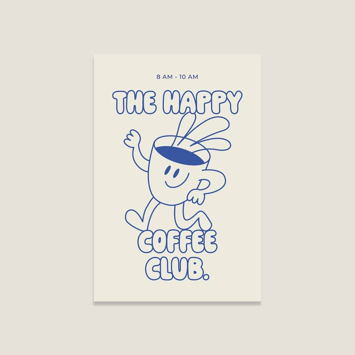 Postcard 'Happy Coffee Club' for wholesale by LIFEOFLONE