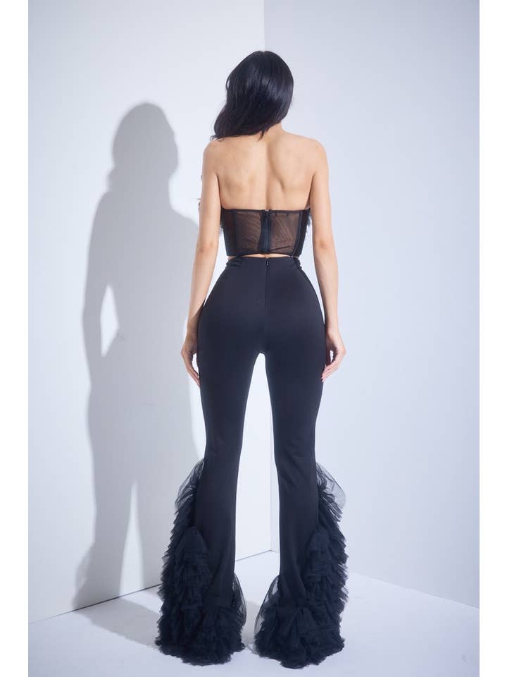 Black Floral Corset and Pants Set for wholesale on Faire2