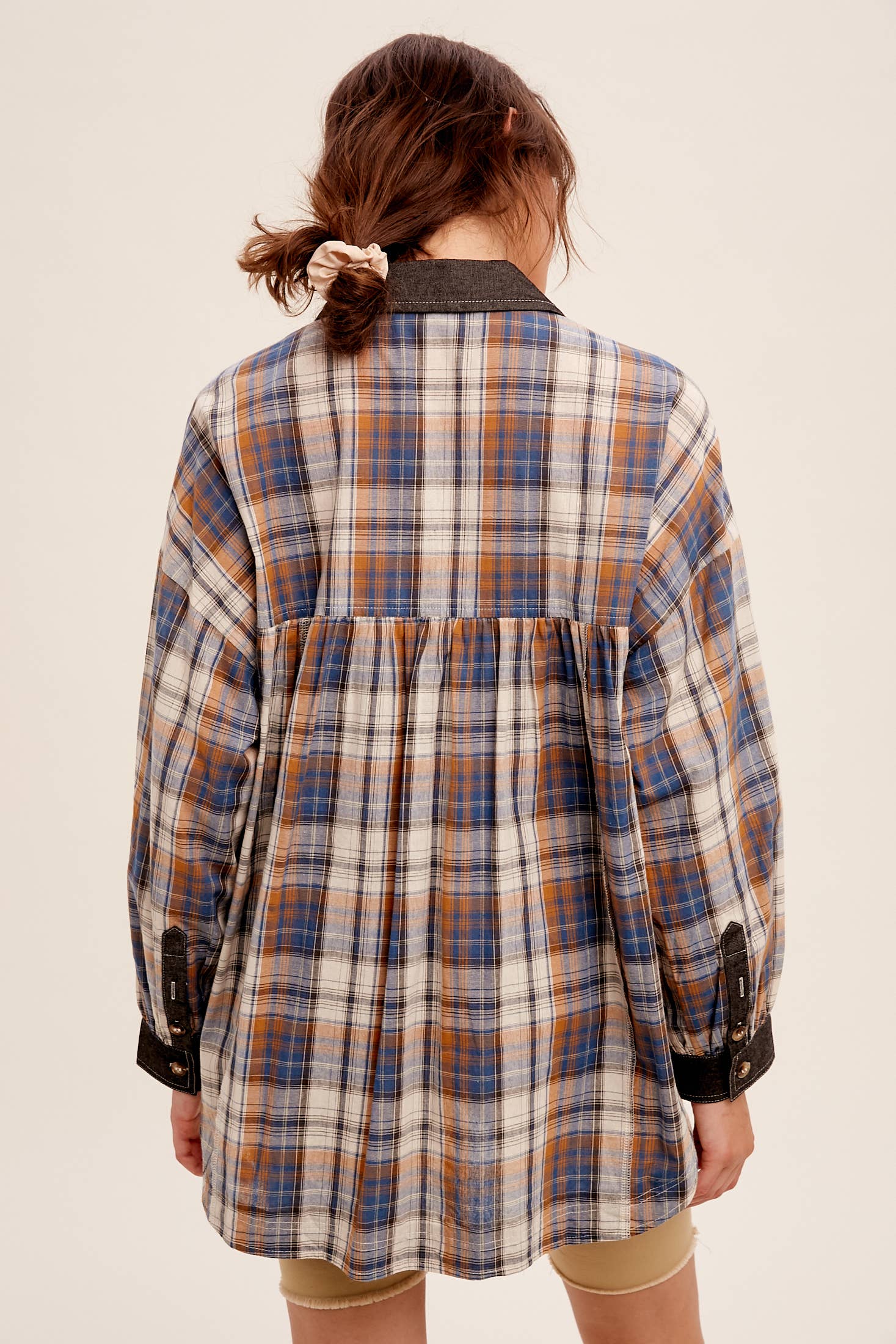 Listicle - Wholesale Button Down Shirt - Women's - Mixed Plaid Oversized Button-Down Shirt LJ02055