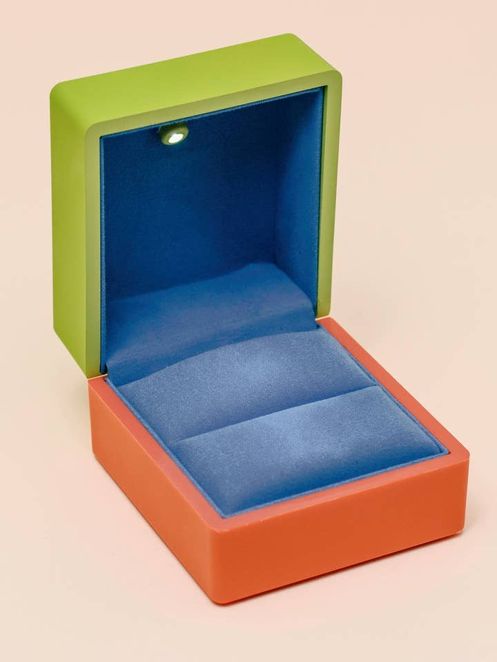 Caixa de Anel Gravável e Ativada por Luz - Salmão/Lima por atacado de VoiceGift