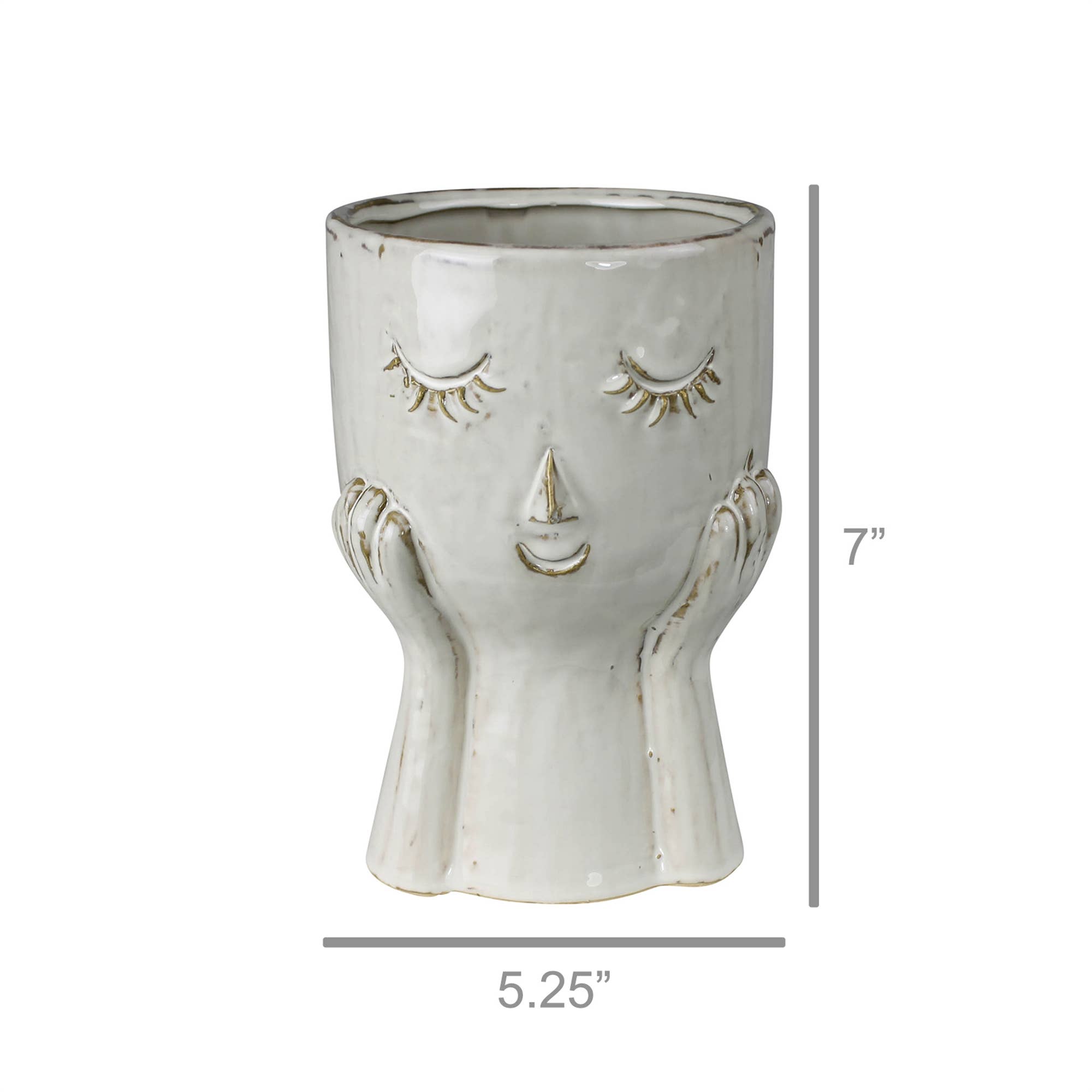 Bianco Vaso in ceramica June con volto in vendita all'ingrosso su Faire1