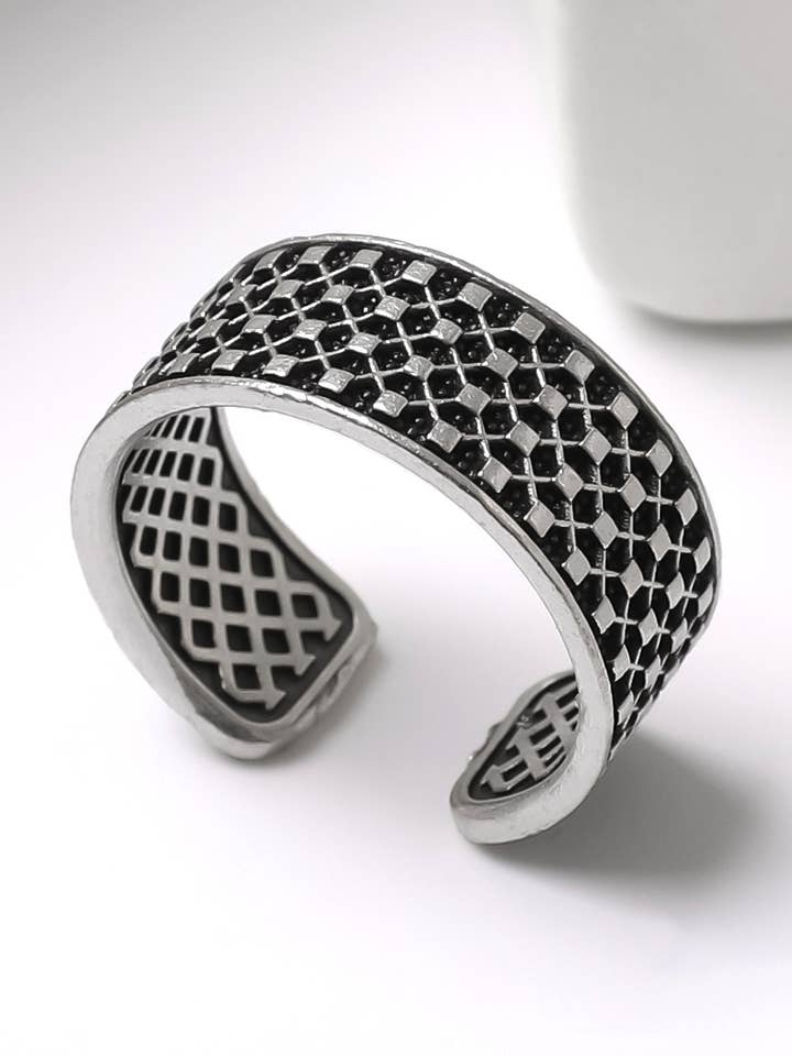 925K Sterling Silver Plated Textured Ring for wholesale by Hadley Jewelry