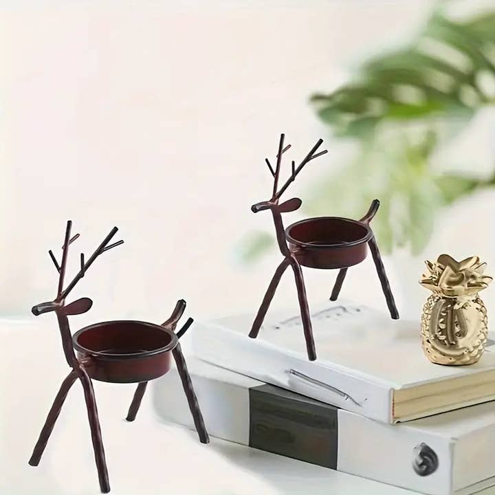 Huis Van Merken - Wholesale Candle Holder - Deer Candle Holders (6) - Metal Reindeer Tealight Christmas Decor3