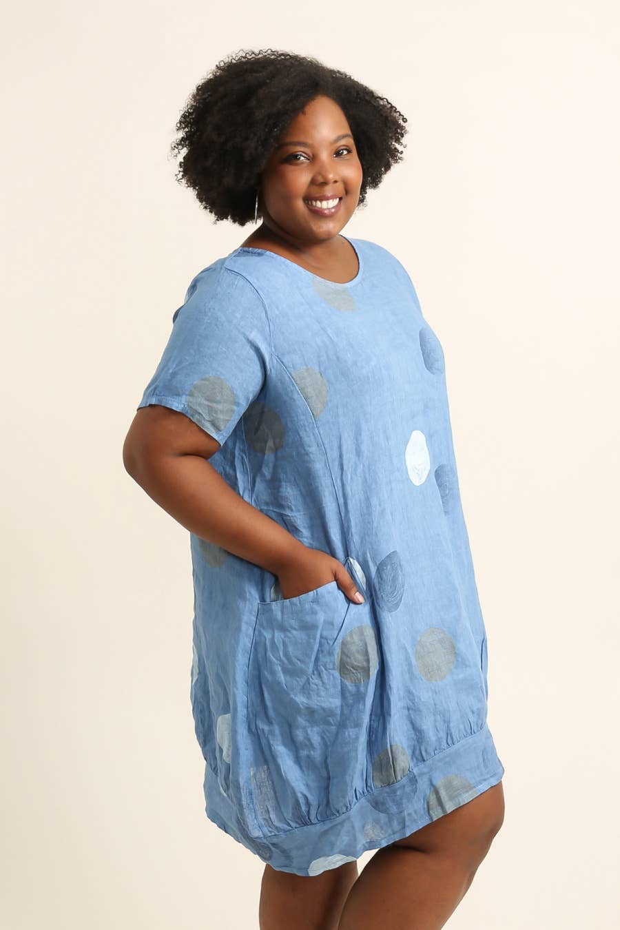 Lea & Luc - Grandes Tailles - Wholesale Dress - Women's - Plus size linen dress printed round SKU 489511