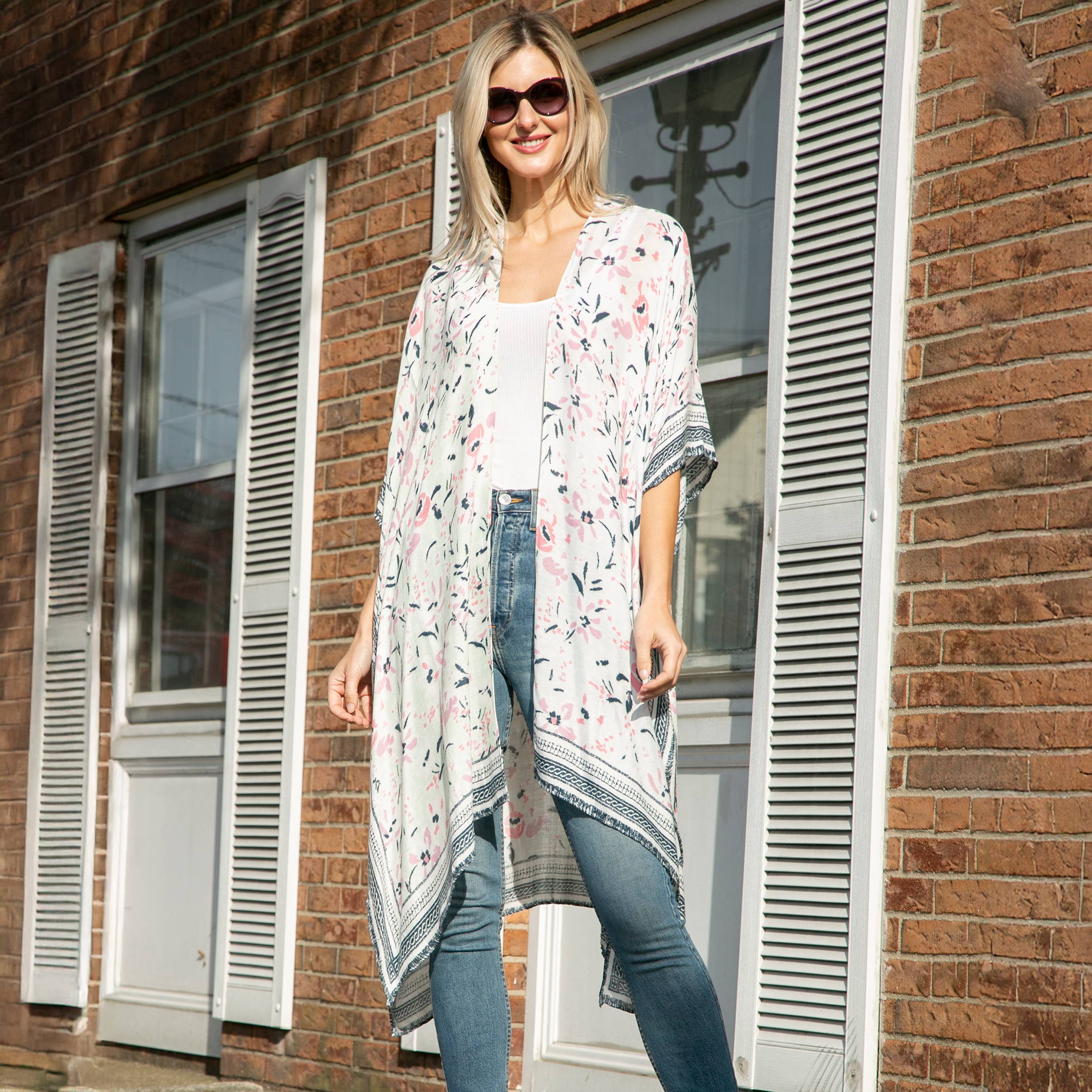 Hana - Vente Kimono – femme - Kimono d'été à imprimé floral multicolore20