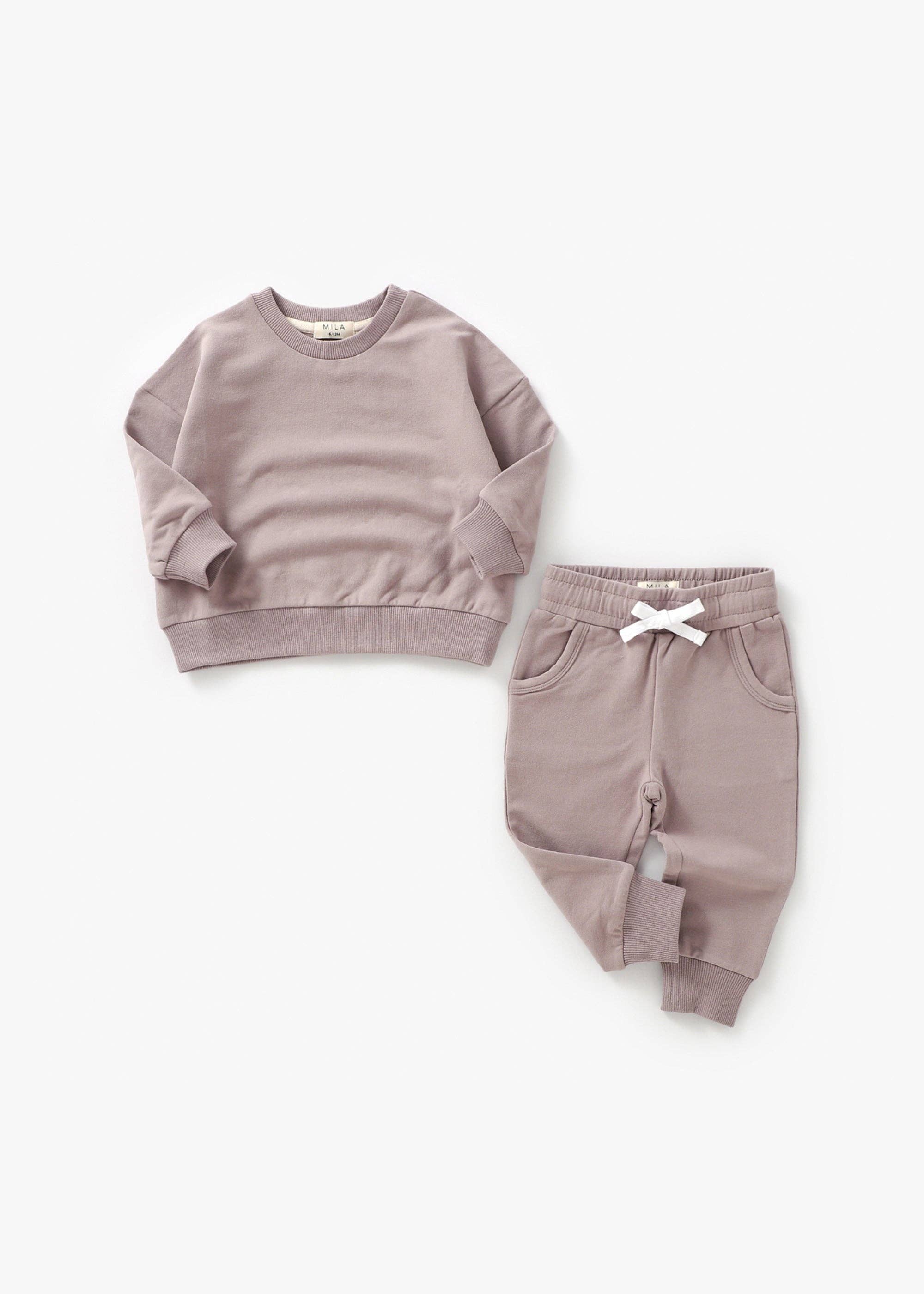 Mila & Co. - Wholesale Top & Pant Set - Kids - Sweatshirt & Jogger Set | Pale Mulberry0