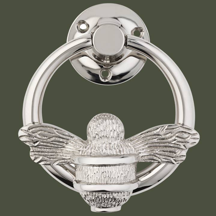 Brass Bumble Bee Ring Door Knocker - Nickel Finish for wholesale by Brass bee