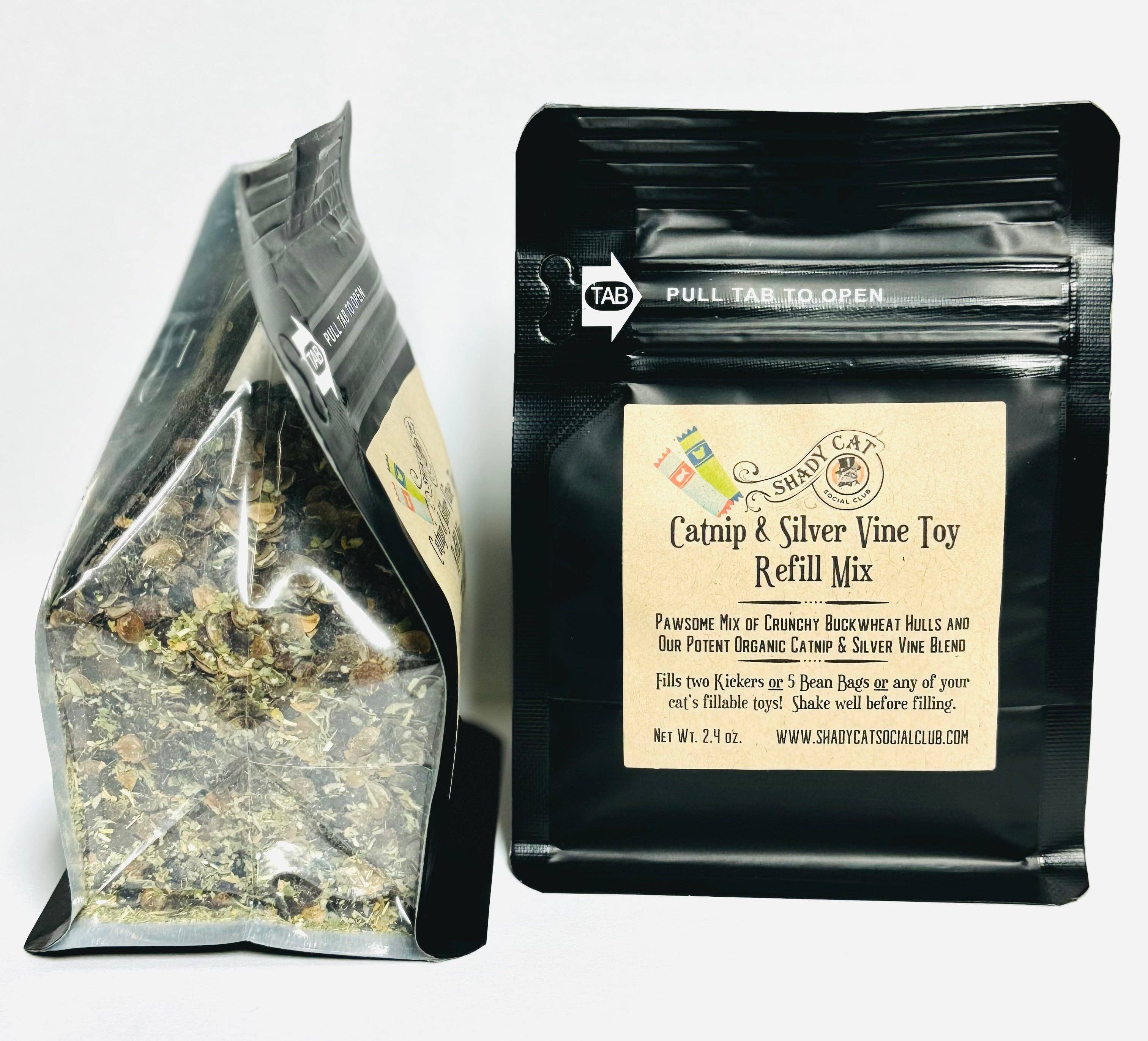 SHADY CAT SOCIAL CLUB - Wholesale Pet Toy - Cat - Refill Bag for Catnip and Silver vine Bean Bags and Kickers4