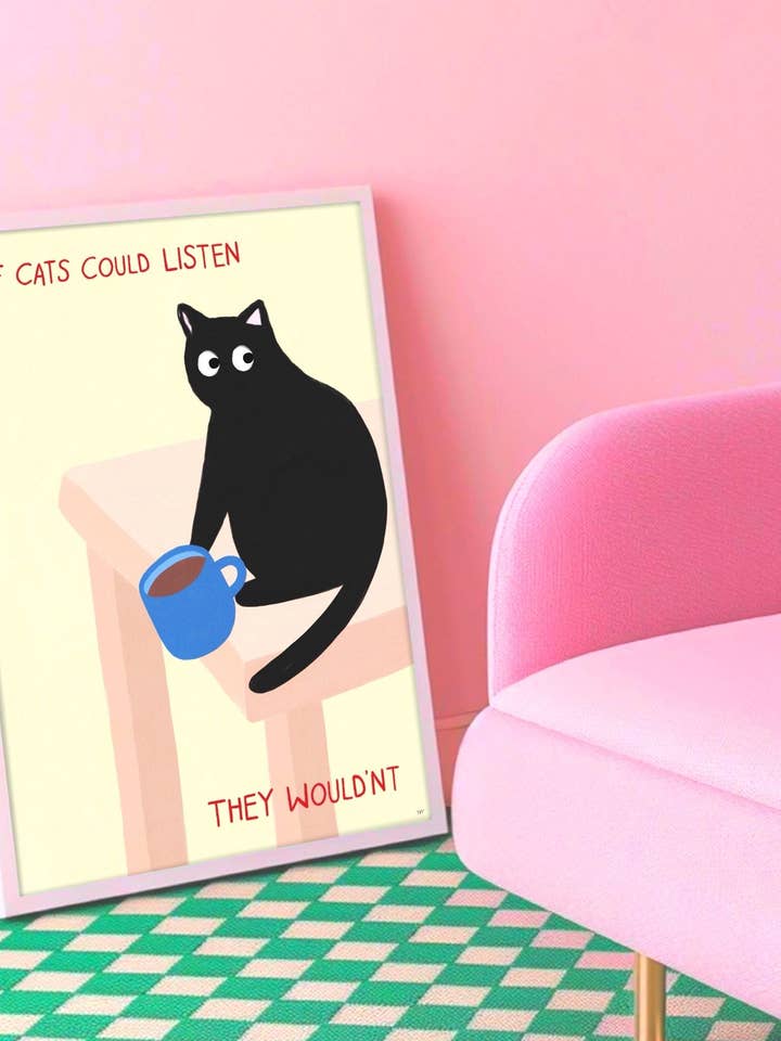 Funny Cat Art Print: Colorful Feline Home Decor, Unframed for wholesale by The Paper Tail