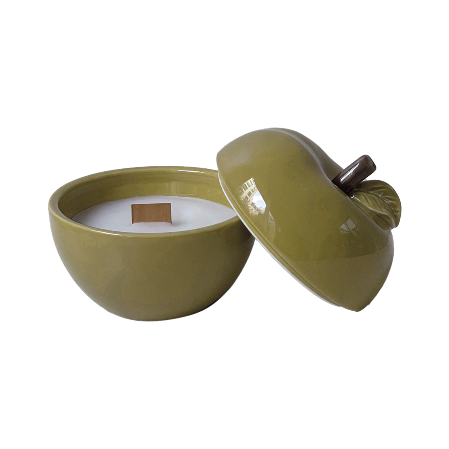 Opjet Paris - Vente Bougie en bocal - Bougie pom' glow kaki vanille D9,8 H10,2cm1