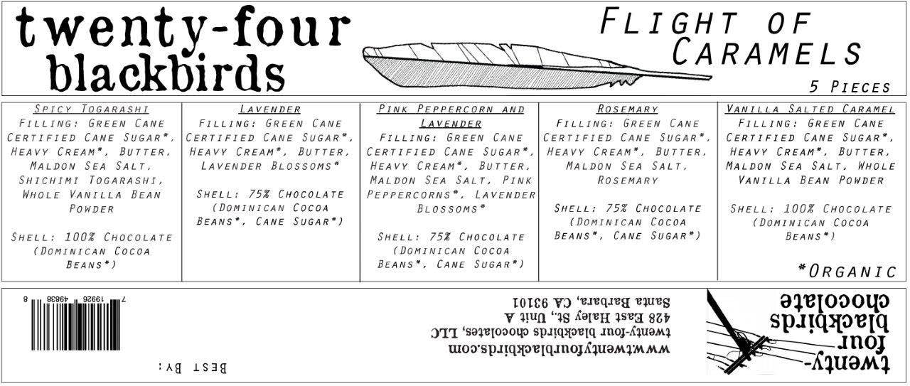 Twenty-Four Blackbirds - Wholesale Chocolate Box - Flight of Caramels 5 pc3