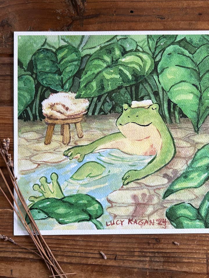 Impression d'art 7x7” Spa de Grenouille pour la vente par Cottonbook